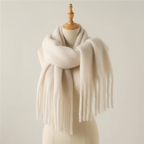 Écharpe blanche - Sur mannequin